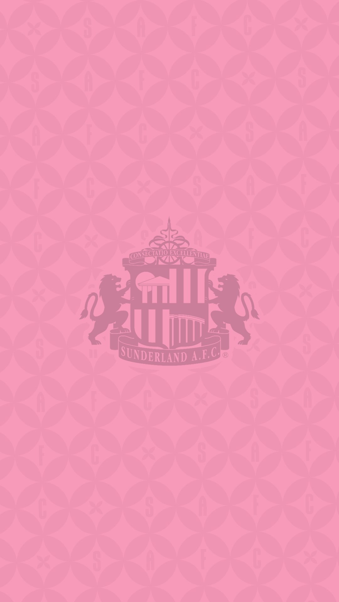 Sunderland AFC crest on a pink pattern wallpaper